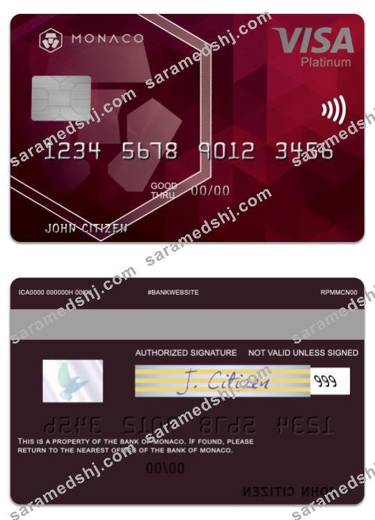 Monaco Bank of Monaco visa platinum card